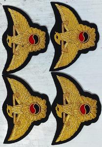 High Quality Luxury Eco-Friendly 3D Bullion Wire Eagle Emblem-Zardozi Embroidered <b>Sew</b>-On Badge Safety <b>Pin</b> Metallic Thread - Product Image 3