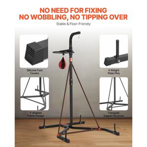 Supporto per Sacco da Boxe 2 in 1 in Acciaio Resistente, Altezza Regolabile, per Sacco da Boxe e Speed Bag, con Attrezzatura Gratuita - Product Image 5