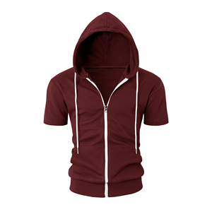 Wholesale Men's Short Sleeve Zipper <b>Hoodie</b> <b>Lightweight</b> <b>Hoodie</b> Comfortable Athletic Apparel for Active Lifestyles and Commuting - Product Image 1
