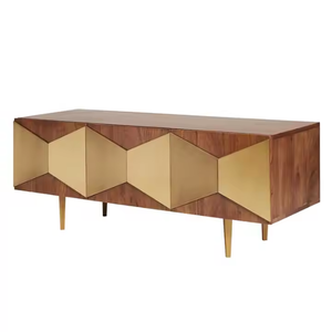 Meubles d'intérieur en teck en promotion, au design géométrique moderne et finition brun foncé. - Product Image 2
