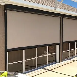 Windproof Electric Zip Track Blackout Roller Blinds Motorized Thermal Insulted Insect Proof Zip Screen For Balcony
