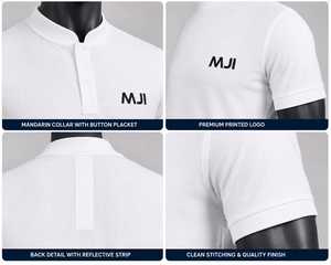 Polo gaufré pour homme, col mandarin blanc personnalisé, manches courtes, respirant, vêtement de sport performant, uniforme d'équipe, fournisseur OEM - Product Image 4