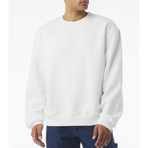 <b>Men</b> <b>Pullover</b> Crewneck Sweatshirt Oversized Cotton Fleece Casual Streetwear Loose Fit Solid Color - Product Image 5