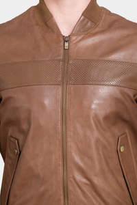 Blouson en cuir de vachette et toile pour homme, col personnalisé, style urbain, couleur unie, coupe classique, tenue d'hiver - Product Image 5