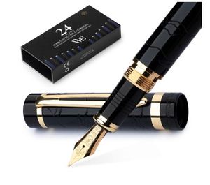 Wordsworth & Black Primori Fountain <b>Pen</b> Set Black Gold Medium Nib Gift Case 24 Ink Cartridges <b>Refill</b> Converter Manual - Product Image 1