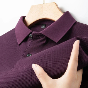 T-shirt de luxe pour homme en jersey de coton, boutonné, coupe classique, manches courtes, respirant, 180g, couleur unie, mode, golf, affaires - Product Image 2