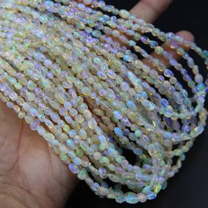 Perles d'opale éthiopienne naturelle multi-feu, opale de forme ronde lisse, environ. 8x3MM à 3MM, longueur de 16 pouces - Product Image 1