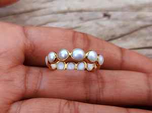 Anillo de Eternidad Completo con Perla de Agua Dulce de 5mm, Plata de Ley 925 Sólida, Chapado en Oro de 14k, para Mujer, Moderno - Product Image 3