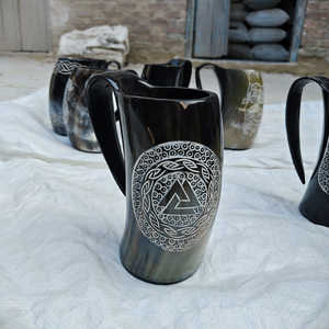 Natural Ox Horn Mug Viking Drinking Horn Polished <b>Beer</b> Tankard Mug Pub Barware Wholesale Hand Carved Viking Style Drinking MUG - Product Image 5