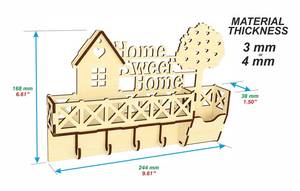 ที่แขวนกุญแจไม้ติดผนังลาย 'Home Sweet Home' สำหรับตกแต่งทางเข้าบ้าน - Product Image 5