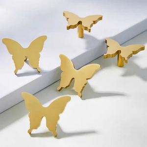 Ginkgo Leaf Mid-Century Brass Drawer <b>Pulls</b>, Antique Copper Retro Pendant Cabinet Handles <b>for</b> Kids Room Wardrobe Metal Knob - Product Image 6