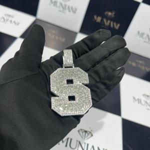 Colgante Personalizado con Letra Inicial S en Plata de Ley 925, Estilo Hip Hop, Corte Marquise, Certificado IGI - Product Image 4