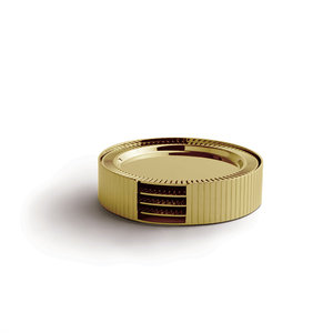 Juego de posavasos redondos con acabado dorado, ideales para tazones, vasos, café, té, bebidas, comedor y entretenimiento de invitados, de la India. - Product Image 3