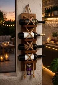 Support à vin rond rustique de luxe fait main et présentoir à bouteilles avec capacité de 750 ml pour bar à domicile - Product Image 3