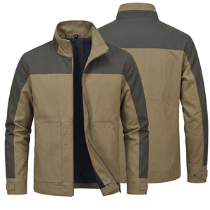 Chaqueta Acolchada de Lona para Hombre, Corte Slim, Diseño con Bloques de Color, Cuello Alto, Cierre de Cremallera, Resistente al Viento, Ropa Casual de Invierno - Product Image 1