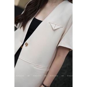 Wholesale Export <b>Women</b> Blazer Short Sleeve Embroidery Button Slim Fit Breathable Elegant Office Workwear Outerwear <b>Jacket</b> B677 - Product Image 5