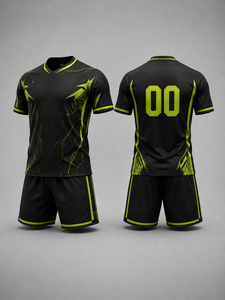 Créez votre propre ensemble d'uniformes de football pour hommes adultes de haute qualité, personnalisé, en polyester 100% respirant, à col en V et manches courtes - Product Image 1