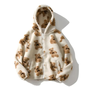 Nouveaux Sweats à Capuche pour Femmes de Qualité Supérieure, en Polaire à Motif Ours de Dessin Animé, Vestes à Capuche Décontractées pour Femmes, Manteaux Sweat à Capuche Zippés Chauds - Product Image 5