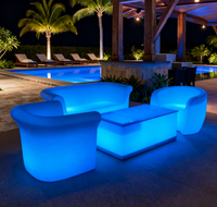 Canapé de salon avec éclairage LED dernier cri, canapé lounge en plastique éclairé par LED rechargeable et étanche pour patio extérieur