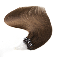 Extensiones de Cabello Chino con Micro Anillos de Queratina KSWIGS, Doble Trama, Cabello Humano Remy de la Mejor Calidad, Textura Lisa, Trama Individual