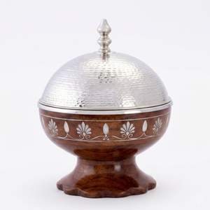 Luxury Wooden Insulated Casserole with Hammered Stainless Steel Lid Premium Hot <b>Food</b> <b>Server</b> Decorative Dining Bowl High Quality - Product Image 2