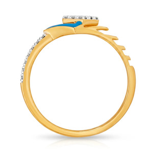 Blue Enamel Diamond Accent Geometric Designer Gold Ring - Product Image 3