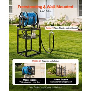 Heavy Duty Freestanding <b>Garden</b> <b>Hose</b> <b>Reel</b> Holds 125 Ft 5/8 Inch <b>Hose</b> <b>Wall</b> or Ground <b>Mount</b> with Detachable Stand - Product Image 2