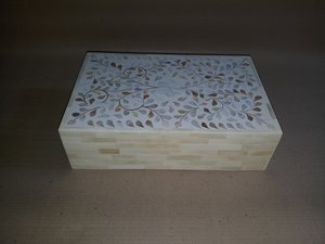 Bone Inlay <b>Keepsake</b> <b>Box</b> Handcrafted Decorative Organizer for Jewelry Collection Rings Earrings Bracelets - Product Image 3