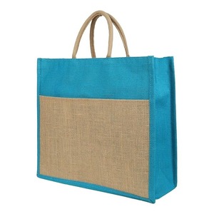 Bolsa de Yute Natural Roja Personalizada con Asas de Cuerda Beige, Bolsa de Compras Reutilizable de Dos Tonos para Comestibles, Bolsa de Regalo Ecológica de Yute - Product Image 4