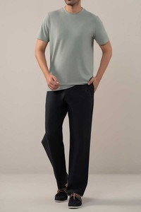 Camiseta de Cuello Redondo para Hombre, Hecha a Medida, de Manga Corta, Color Gris Verde Claro, Algodón Suave, Corte Holgado, para Verano, con Logotipo Personalizado OEM - Product Image 6