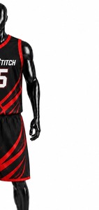 Ensemble de maillot de basket-ball pour femmes White Stitch, noir et rouge, imprimé par transfert thermique, col en V, sans manches, en mesh respirant et anti-transpiration - Product Image 5