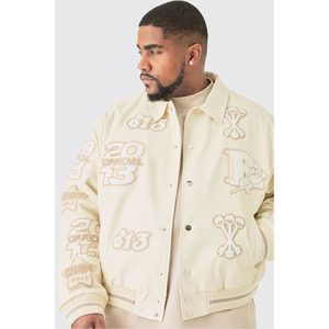 Low MOQ Custom Letterman Varsity <b>Quilted</b> Streetwear Winter Warm Front Logo Windproof Outdoor Jacket for Men - Product Image 1