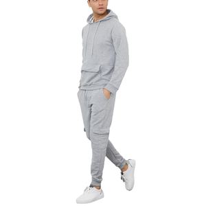 Venta al por mayor de peso pesado de algodón liso Multi bolsillos chándales chándal personalizado Cargo Hoody gimnasio Jogger dos piezas pesado Sudadera con capucha conjunto - Product Image 1