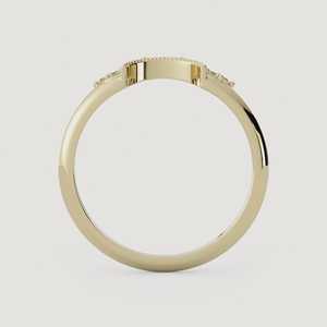 Bagues empilables vintage en or massif 14K avec diamants de laboratoire ronds et baguettes profilées, pour usage quotidien, style minimaliste, bande de 1,5 mm, sertie à griffes - Product Image 3