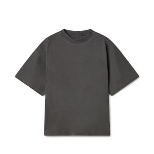 T-shirt décontracté de haute qualité en coton 100% uni, poids lourd, coupe classique, noir et blanc pour hommes - Product Image 1