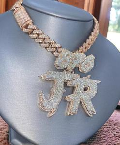 จี้ห้อยคอฮิปฮอปเงินแท้ 925 ประดับเพชรโมอิสซาไนต์ทรงกลมเจียระไนแบบบริลเลียนท์ สลักอักษรย่อตามสั่ง ของขวัญสำหรับผู้ชายและผู้หญิง - Product Image 6