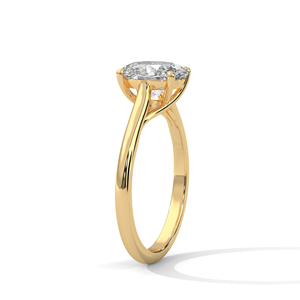 Premium Quality Solitaire Diamond Ring Crafted From 14k Yellow Gold Featuring Oval Cut Lab Grown Diamond In Prong Setting - Product Image 2