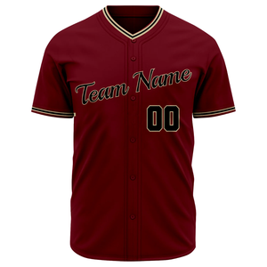 Maillot de baseball rouge à manches courtes boutonné, uniforme d'équipe personnalisé, respirant, en polyester, pour hommes - Product Image 2