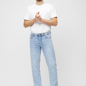 Jeans de Mezclilla para Hombre, Lavado Medio, Corte Casual, Ajustado, Transpirable, Sólido, para Invierno y Verano, Tejido Moderno - Product Image 5