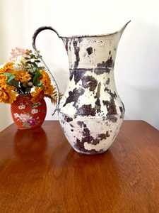 Iron Water Pitcher With Rustic Painted Finish Indoor Decorative Vase watering can floral <b>garden</b> accessory watering can indoor - Product Image 1