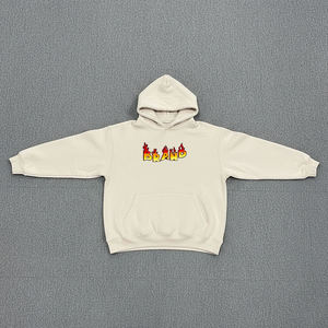 Sudadera con capucha para hombre, color beige claro, más vendida, 100% algodón, manga larga, cintura elástica, corte holgado, para uso en invierno - Product Image 5