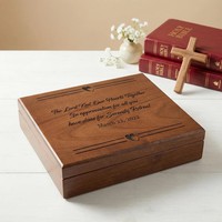 Boîte à souvenirs en bois personnalisée, boîte de rangement en bois gravée sur mesure pour la Bible, les bijoux, les cadeaux, fournisseur en gros