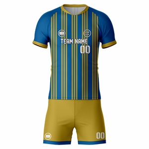 ชุดฟุตบอลแบบกำหนดเอง เสื้อเจอร์ซีย์ กางเกงขาสั้น ชุดทีม โพลีเอสเตอร์ 100% แห้งเร็ว พิมพ์โลโก้ตามสั่ง ขายส่ง บริการ OEM - Product Image 4
