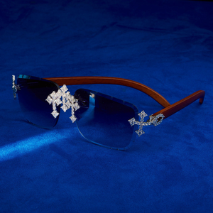 Rimless Square <b>Sunglasses</b> UV400 Protection Durable Fashion Eyewear Diamond Cut Edge Statement <b>Shades</b> Outdoor Street Wear Silver - Product Image 1