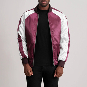 Blouson bomber en satin pour homme entièrement personnalisable avec fermeture éclair, imperméable, coupe-vent, streetwear décontracté - Product Image 1
