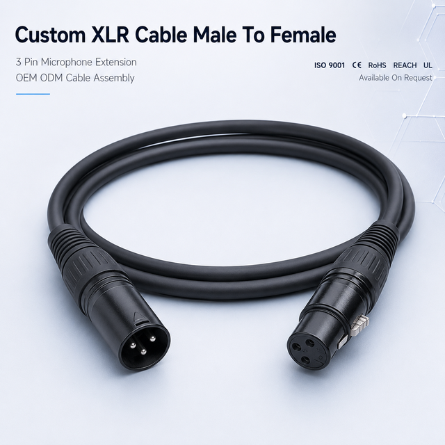 OEM Custom 1m 2m 3m 3 Pin Balanced Audio Microphone Extension XLR Cable Male To Female For Mixer Speaker Stage Studio