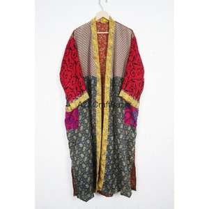 Kimono de Seda para Mujer, Cinturón de Seda Reciclada, Diseño de Patchwork de Sari, Estilo Vintage Informal, Transpirable y Suave, para Invierno, Otoño, Primavera y Verano - Product Image 5