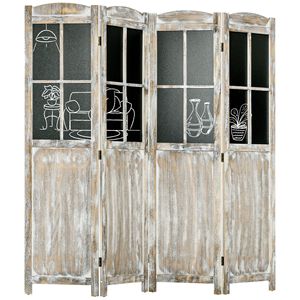 Divisorio per Stanza Stile Fattoria a 4 Pannelli, Alto 1,70 m, Portatile, in Legno, con Pannelli Neri, Design Autoportante con Cerniere - Product Image 1