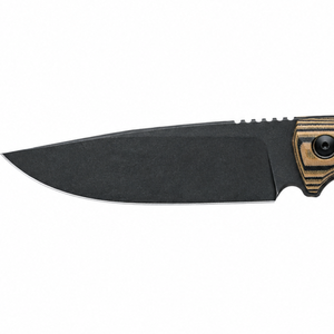 Cuchillos de caza de espiga completa con hoja de punta caída con recubrimiento negro, mango con rayas en capas y jimping en la espiga para camping y tareas al aire libre - Product Image 3