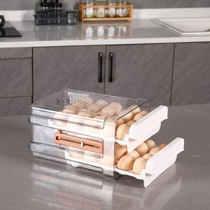 40 Capacity Transparent Egg Storage Container Household 2 Drawers Chicken Egg Holder for <b>Refrigerator</b> Storage - Product Image 2